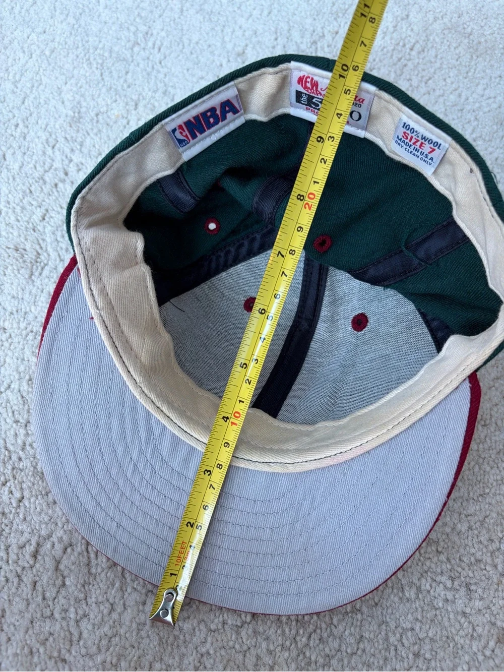 Vintage 1994 New Era 5950 Size 7 Seattle SuperSonics NBA Green Fitted Wool Hat
